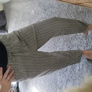 AWESOME striped COUNTERPARTs linen/ rayon drawstring wide leg pants